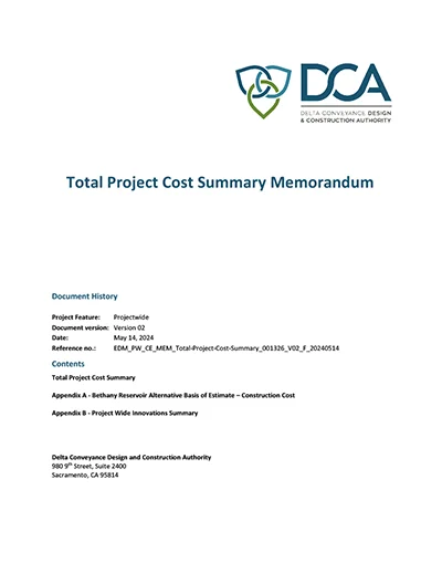 thumbnail of the 2023 Bethany Total Project Cost Estimate