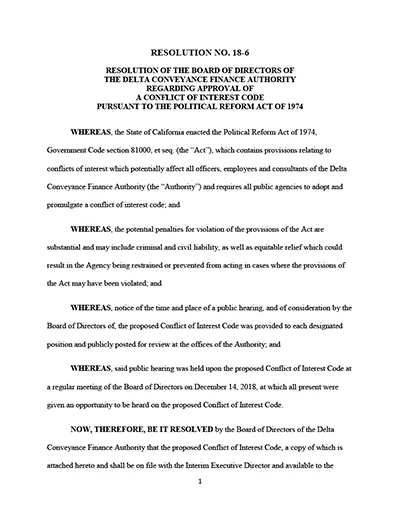 document thumbnail of the DCFA Conflict of Interest Policy