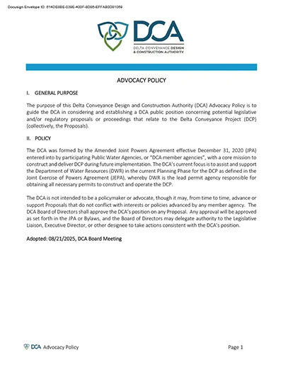 document thumbnail of the DCA Advocacy Policy
