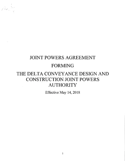 document of Delta Conveyance Design and Construction JPA – May 14, 2018