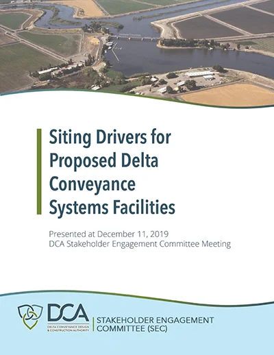 thumbnail of the Delta Conveyance Siting Drivers document
