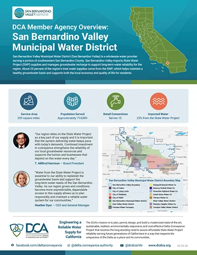 document thumbnail of the San Bernardino Valley Municipal Water Agency Fact Sheet